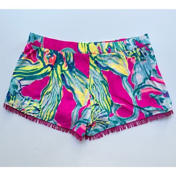 Lilly Pulitzer Cocoa Shorts Magenta Hottie Fringe 3" Inseam Size Medium - Picture 5 of 9